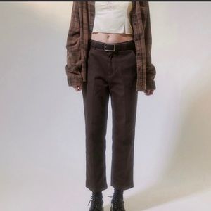 Urban Outfitters X Dickies women’s high waisted chocolate brown pants, 4 ankle